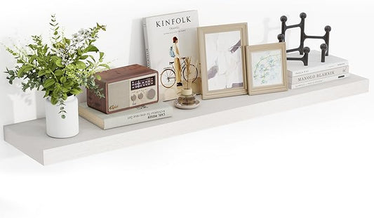 48 Inch Floating Shelves, 48"x9.25"x1.5" Inch Deep Floating Shelves for Wall, Wooden Shelves for Bathroom, Bedroom, Living Room, Cream White Oak