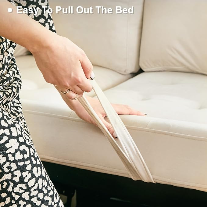 Belffin Modular Sectional Sleeper Sofa with Pull Out Bed Velvet Convertible U Shaped Sectional Sofa Couch with Storage Chaises for Living Room Beige