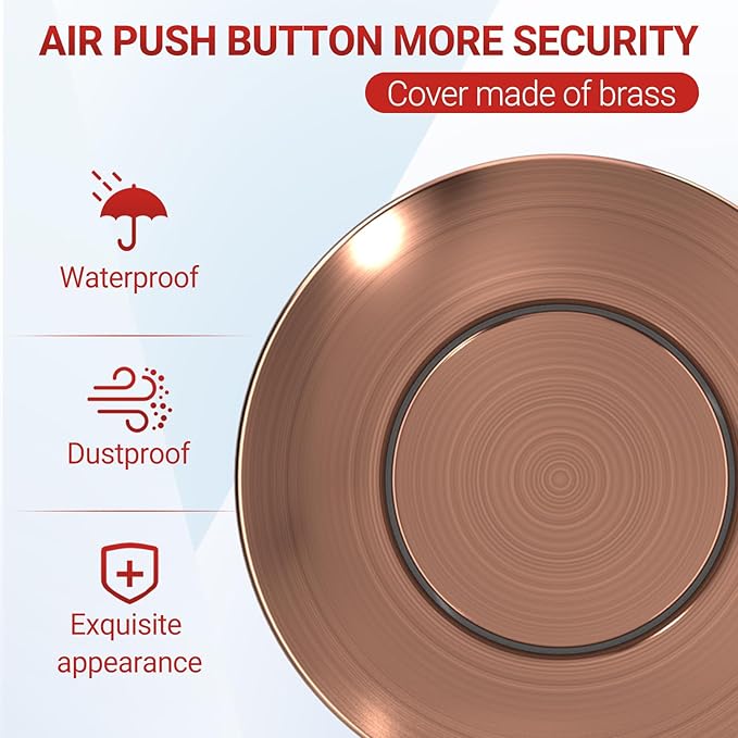 APIELE Garbage Disposal Air Switch Kit, Sink Top Push Button Switch for Food Waste Disposer, UL Listed 3.6" Long On/Off Air Button (Red Bronze)
