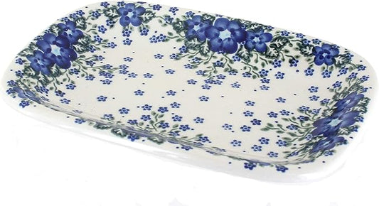 Blue Rose Polish Pottery Melanie Small Rectangular Serving Platter