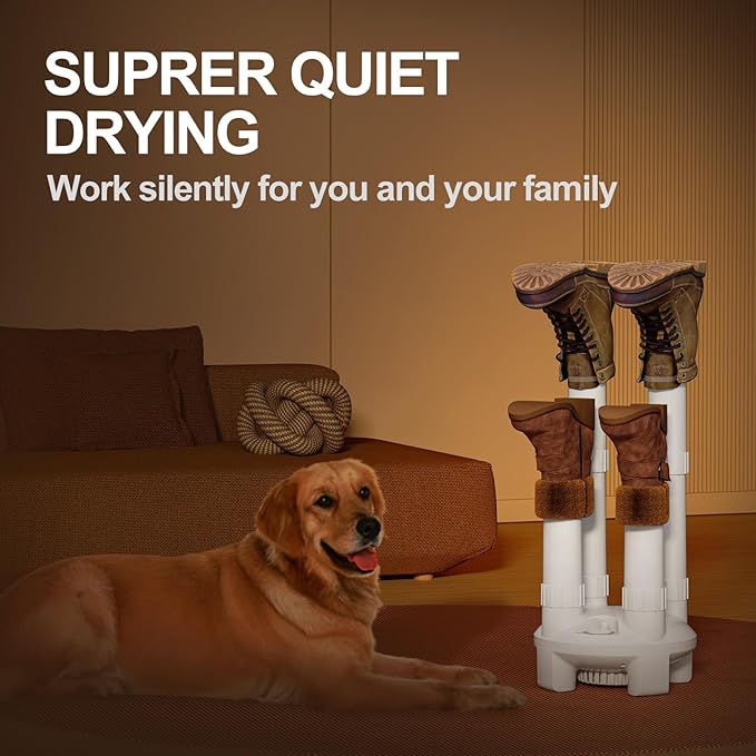 Boot Dryer, Shoe Dryer and Glove Dryer with Timer and Fan, White