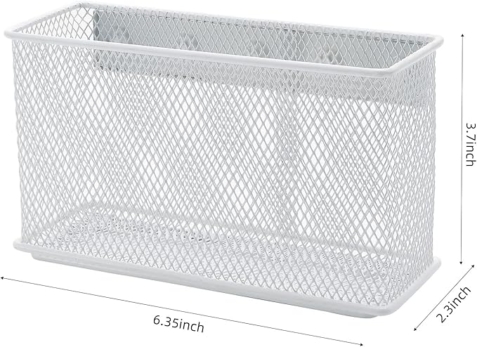 dedoot Magnetic Pencil Holder for refrigerator Storage Magnetic Basket Mesh White Strong Magnetic Pen Holder for Refrigerator,Whiteboard, Locker, Home and Office Organizer, 6.3x2.3x3.6inch