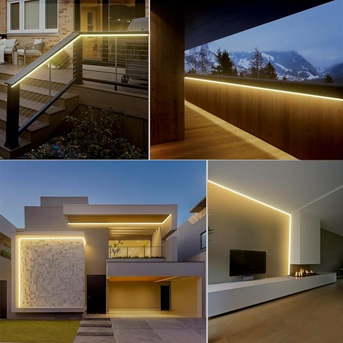 GZBtech Flexible LED Neon Rope Lights 66FT,AC 110-120V Waterproof Strip Light, 120 LEDs/M Cuttable Connectable Neon Lighting for Indoor Outdoor Home Decor/Commercial Building Use-Warm White 20M