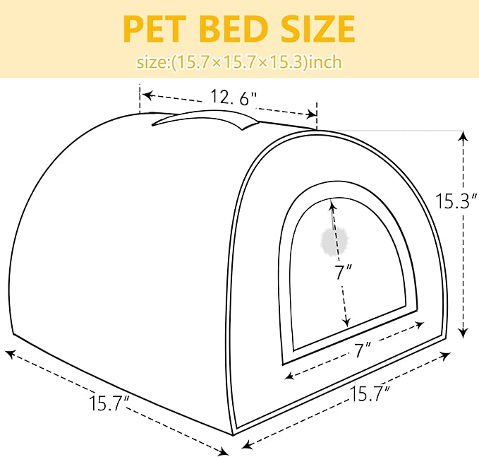 Cat Bed for Indoor Cats，Foldable cat cave，Anti-Slip & Water-Resistant Bottom，cat Houses for Indoor Cats or Small Dogs, Kitten Tent, Rabbit Bed，2 in 1 pet Bed (Dark Grey)