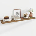 55 Inch Floating Shelves, 12 Inch Deep Floating Shelves for Wall, Floating Shelf with Invisible Brackets, Deep Shelves for Bathroom, Bedroom, Living Room, 1 Pack, Brown