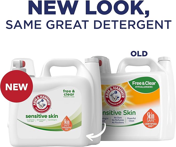 ARM & HAMMER Sensitive Skin Free Clear, 170 Loads Liquid Laundry Detergent, 170 Fl oz