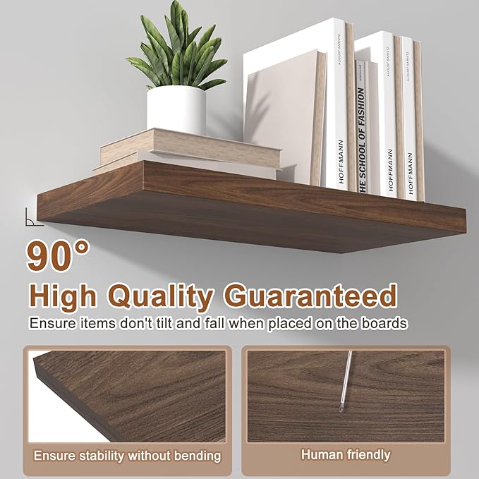 48 Inch Floating Shelf 1 Pack Large Floating Shelves for Wall No Drilling Accessories Included Deep Wall Shelves for Living Room Kitchen Farmhouse 48" W x 12" D x 1.2" Walnut