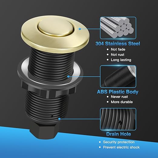 Garbage Disposal Air Switch Kit, UL Certified Professional Garbage Disposal Switch Button Power Module, Sink Top Waste Disposer On/Off Switch