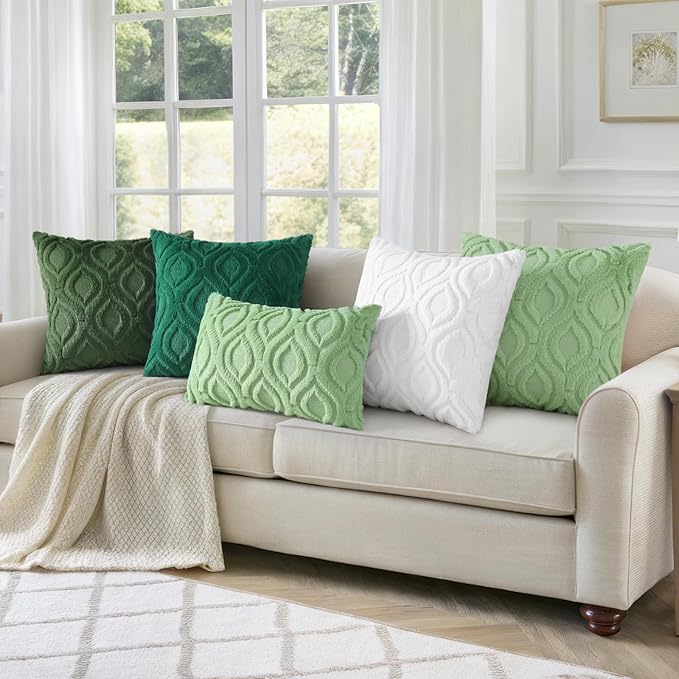 decorUhome Throw Pillow Covers 26x26 Inch Set of 2, Soft Plush Decorative Faux Fur Forest Elf Solid Couch Pillow Covers, Accent Farmhouse Neutral Square Euro Pillow Cases for Sofa Bed Living Room