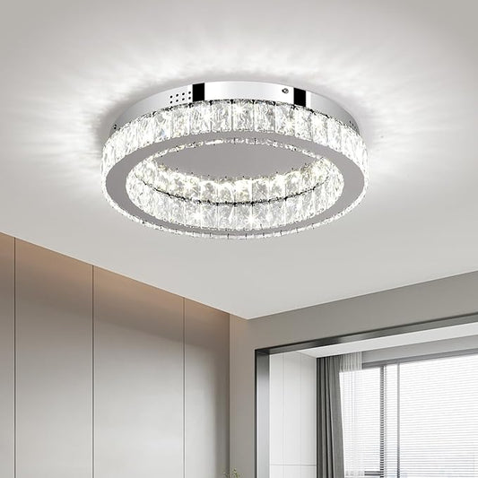 Buccleuch Modern Crystal Chandelier LED Flush Mount Pendant Lighting Mini Ceiling Light Fixture for Living Room Bedroom Hallway Staircase Bar Kitchen