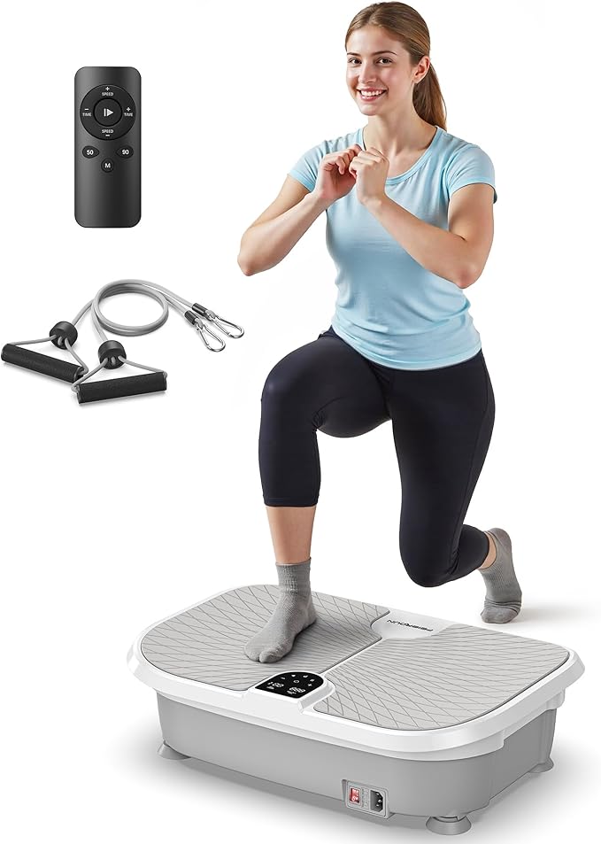 FEIERDUN Vibration Plate Exercise Machine, 400 LBS Capacity Vibration Plate for Lymphatic Drainage, Max Space for Whole-Body Workout & Relaxation at Home
