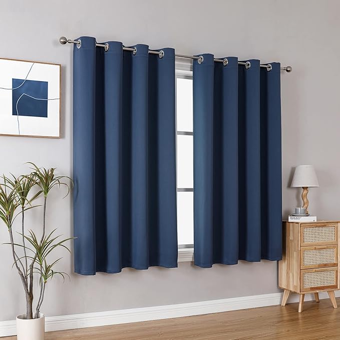 ChrisDowa Grommet Blackout Curtains for Bedroom and Living Room - 2 Panels Set Thermal Insulated Room Darkening Curtains (Stone Blue, 52W x 54L)