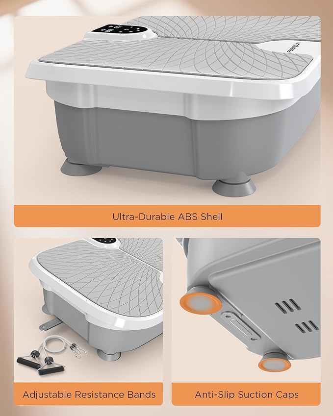 FEIERDUN Vibration Plate Exercise Machine, 400 LBS Capacity Vibration Plate for Lymphatic Drainage, Max Space for Whole-Body Workout & Relaxation at Home