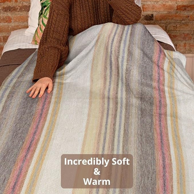 Alpaca Wool Throw Blanket | Super Soft, Lightweight, Breathable and Hypoallergenic | Non-Itchy or Scratchy (Beige Brown Varicolored, Queen (U.S. Standard))