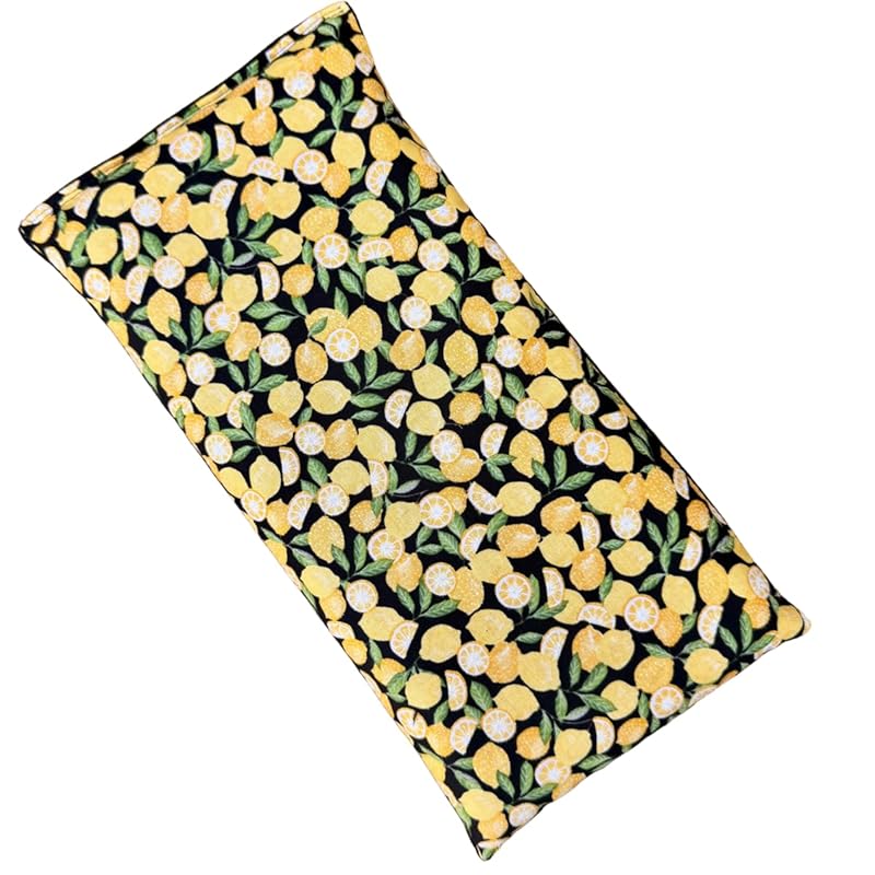 Large Microwave Heating Pad with Flax Seed, Scented or Unscented, Good For Back Pain or Cramps, Moist Heat Therapy or Ice Pack, Microwavable Bean Bag, 6" x 12" (Lemon, Chamomile)