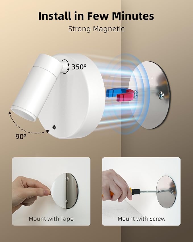 EZVALO Spot Lights Indoor,5500mAh Rechargeable Picture Lights with Remote,Wireless Mini Art Accent Spot Lights with Timer＆Dimmable, 3CCT, Uplights Indoor for Plants,Display,Artwork(2Pack-White)