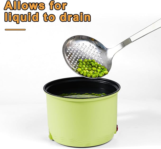 FJNATINH Stainless Steel Wok Spatula,Ladle,Skimmer Ladle Tool Set,Mirror Polished Cooking Utensils with Wooden Handle,Easy to Clean Wok Accessories,Sliver 3 PCS