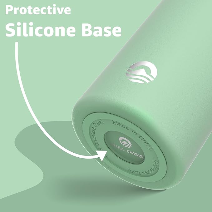 Chill Oasis Water Bottle | Compatible With Popular Flavor Cartridges | BPA Free, Leak Proof, Double-Walled Vacuum Insulated Stainless Steel, and Dishwasher Safe | Cold for 24 Hours (Sage, 22oz)