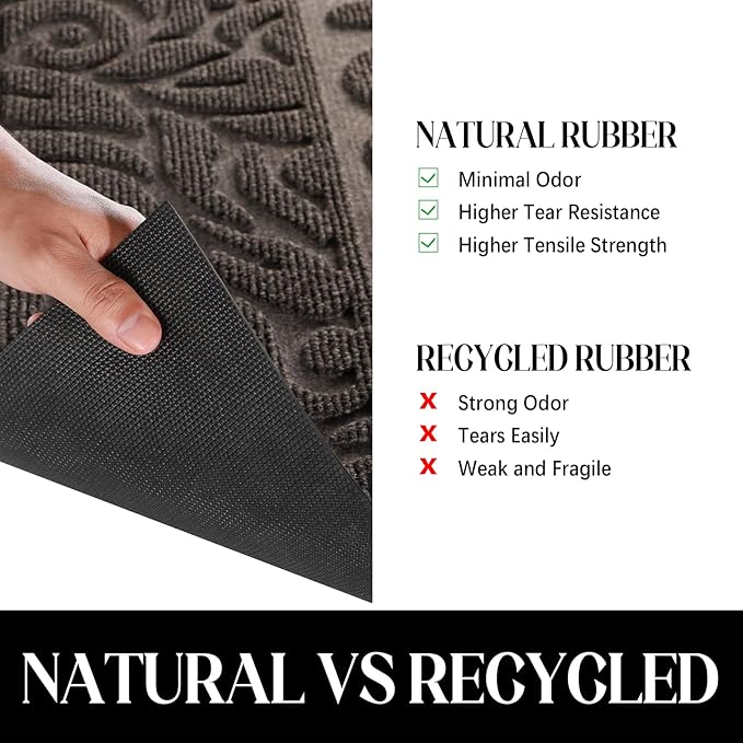 Yimobra Welcome Door Mat Outdoor Indoor, Non Slip Front Doormats, Heavy Duty Rubber Backing, Low-Profile Entrance Mat, Absorbent Resist Dirt, Easy Clean Patio Garage Floor Mats, 29.5 x 17, Brown