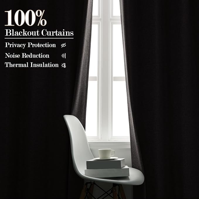 Room Divider Curtains Screen Partitions, Linen Look 100% Blackout Drapery 84 Inches Long, 120" Wide Pinch Pleated Window Drapes, Privacy Protecting, Light Blocking, (1 PC, Browish Grey)