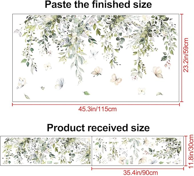 Amaonm Creative Removable Rainforest Plants Wall Decals Hanging Green Leaves and Vines Wall Stickers 3D Home Wall Corner Background Decoration Decor for Kids Girls Bedroom Nursery Offices Living Room