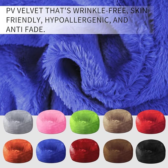 Bean Bag Chair for Adults 4FT,Soft Removable Cover for Teens/Girls Bedroom,Fluffy Giant Round Floor Beanbag Lounger Chairs (No Filler,Sapphire)