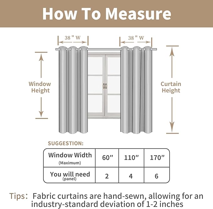 LAMIT Linen Blended Curtains for Bedroom, Linen Textured Light Filtering Drapes Bronze Grommet Boho Burlap Panels for Farmhouse/Living Room, 2 Panels, 38 x 84 Inch, Brown