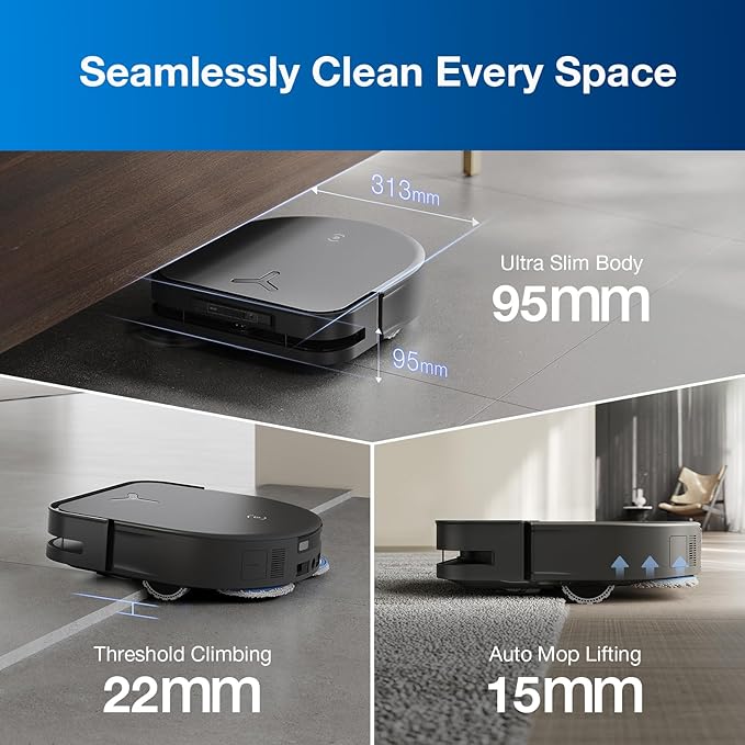 ECOVACS Robot Vacuum Cleaner DEEBOT X5 PRO Omni with All-in-one Station, 12.800Pa, ZeroTangle, TruEdge Adaptive Edge Mopping, 150℉ Hot Water Mop Washing, AINA 2.0 Intelligent Navigation