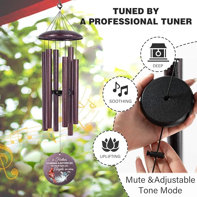 ASTARIN Custom Cardinal Wind Chimes for Loss of Lover Mom Dad, Butterfly Wind Chime Memorial Sympathy Gifts for Remembrance, Windchimes in Memory of a Loved One