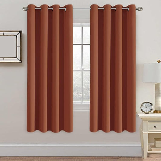 H.VERSAILTEX Solid Thermal Insulated Grommet Blackout Window Curtain Panels for Nursery & Infant Care - Orange - 52" W x 72" L - Set of 2 Panels