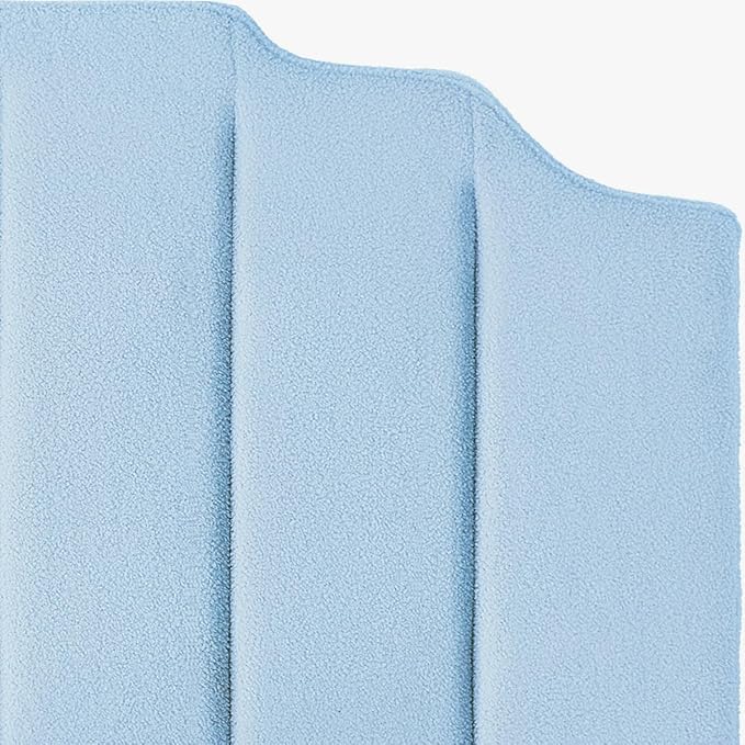 24KF Light Blue Teddy Fabric Tufted King Upholstered Headboard, Modern Vertical Channel Design California King Headboard with Stepped Silhouette Top Edge,6026-K-Teddy Light Blue
