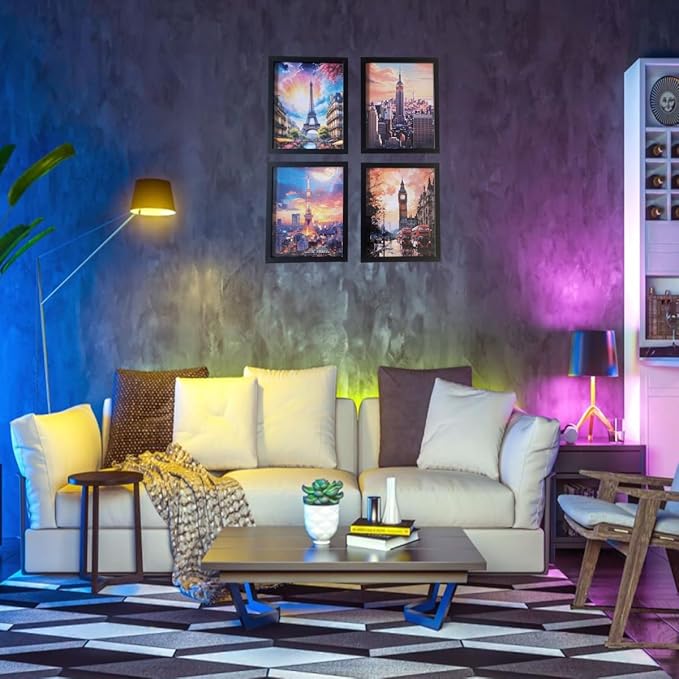 ELEVENSPACE Boho Wall Art Decor,New York, London, Tokyo, Paris, Eiffel Tower,City Wall Decor Art,Modern Landscape Wall Art for Living Room Bedroom Prints Poster,8x10 Inch Set of 4,Unframed