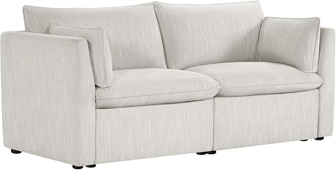 CHITA Sectional Modular Down Filled Loveseat Sofa, Comfty Feather Loveseat Cloud Couch, FSC Certified Modular Sectional Couch for Living Room, 80 inch Width,2 Seat Modular Sofa, Snow
