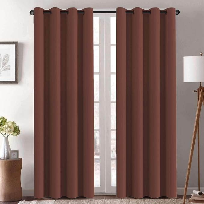 H.VERSAILTEX Thermal Insulated Blackout Window Panels Microfiber Formaldehyde-Free Kids Curtains for Holiday Season Home Decoration,Grommet Top,52 by 96 - Inch - Rust - Set of 2