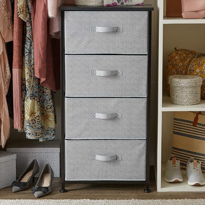 Amazon Basics Fabric 4-Drawer Storage Organizer Unit for Closet, Black