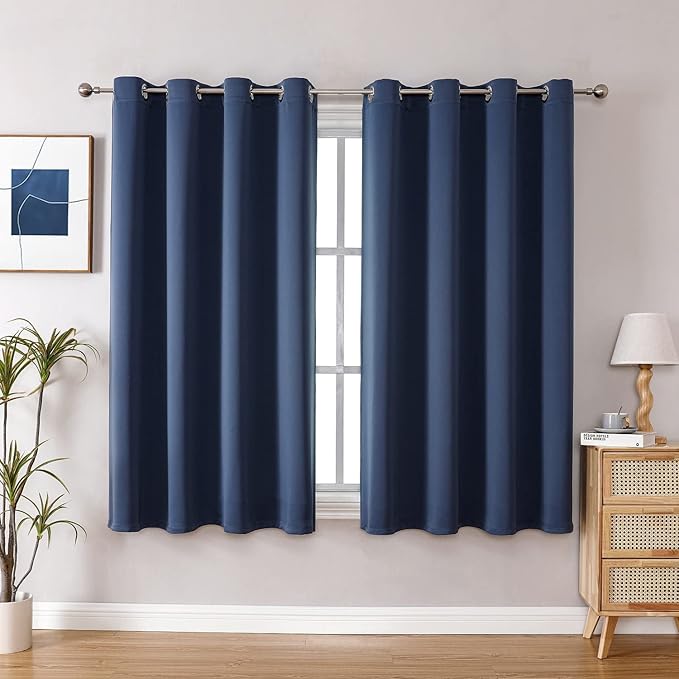 ChrisDowa Grommet Blackout Curtains for Bedroom and Living Room - 2 Panels Set Thermal Insulated Room Darkening Curtains (Stone Blue, 52W x 54L)