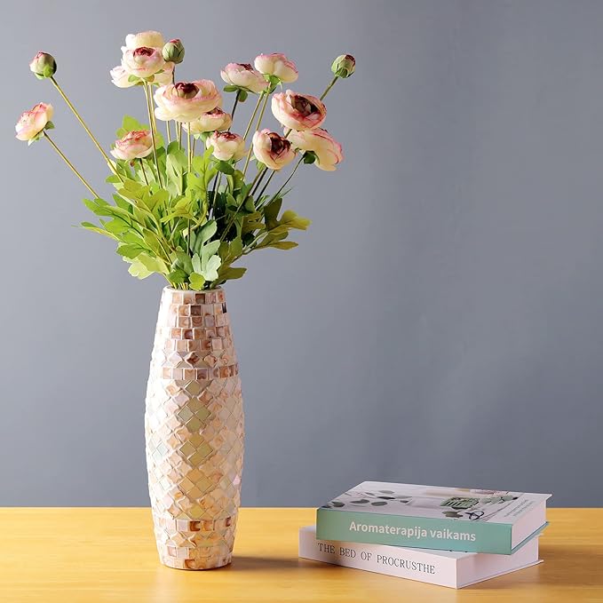 Artificial Silk Flowers Persian Buttercup Bicolor Ranunculus Flower 5 Pcs,Suitable for core Decoration,Wedding Floral Creation,Flower Arrangement DIY Project,Interior Decor（Green）
