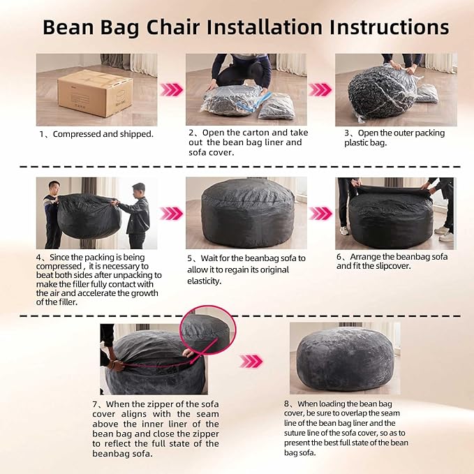 6FT,Oversized Bean Bag Chairs for Adults,Giant beanbag with Filler Included，Fluffy Memory Foam,Soft and Comfy Corduroy Fabric,Gaming Chairs Suitable for Living Room and Bedroom (Coffee Color, 6 Foot)