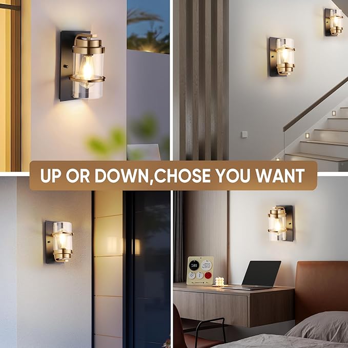 Black and Gold Sconces,Small Bathroom Wall Sconces,Modern Gold Sconces,Single Vanity Light(Bulbs not Included)