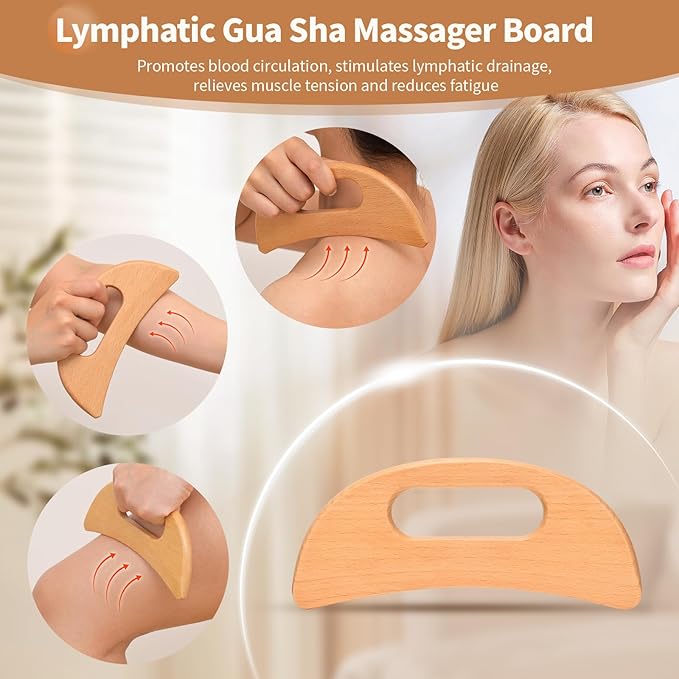 5 in 1 Wood Therapy Massage Tools Lymphatic Drainage Massager Maderoterapia Kit Wooden Massager Body Sculpting Tools for Muscle Pain Relief, Anti-Cellulite, Body Contouring and Shaping