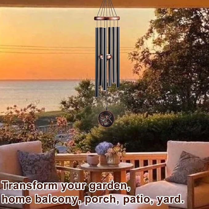 Wind Chimes for Outside, Hummingbird Deep Tone Vintage Wind Chime Outdoor Clearance, Sympathy/Memorial/Festivals/Birthday Gift for Mom Dad Grandma, Home Garden Patio Decor (32" Hummingbird)