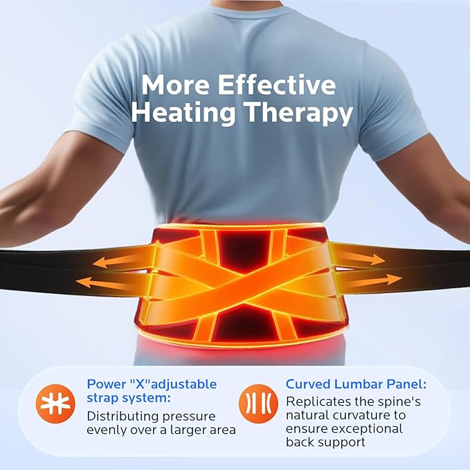 Cordless Heating Pad for Back Pain Relief: 7000mAh Lower Back Massager with 6 Heat 6 Vibration, Portable Heating Pad for Cramps, Birthday Gifts for Women Men Mom Dad