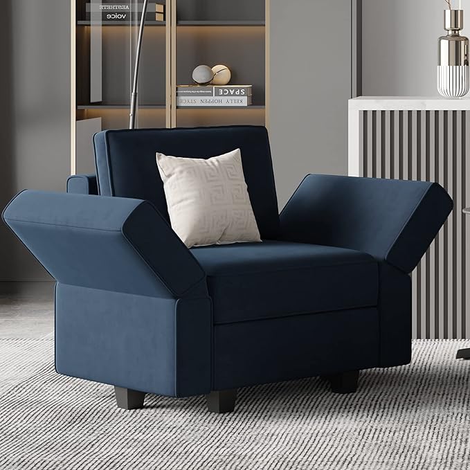 Belffin Modular Loveseat Sofa Couch with Storage Seats Velvet 2 Seater Love Seats for Small Spaces Blue