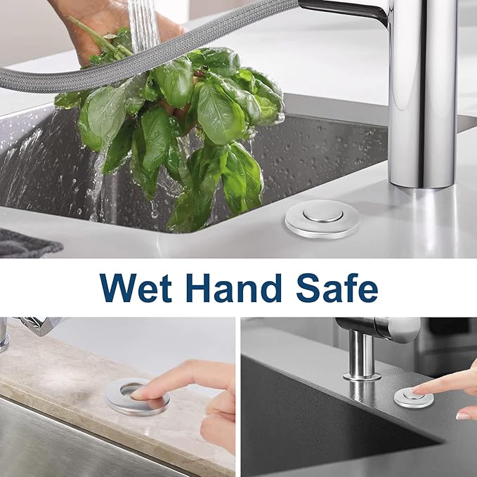 Air Switch Kit for Garbage Disposal, UL Listed Sink Top Air Switch for Food Waste Disposal, 3.58” Extra Long Air Button (Brushed Stainless Steel)