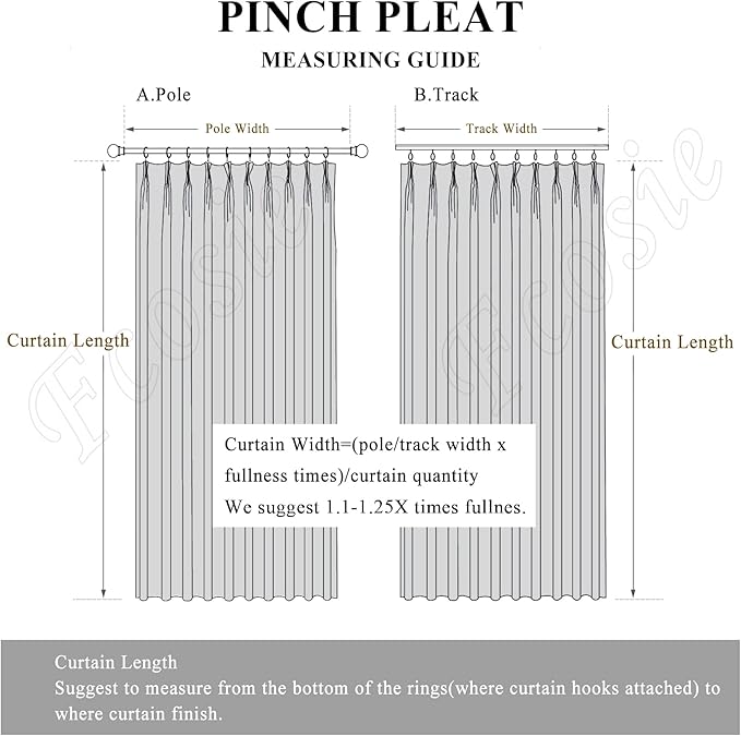 Orange Pinch Pleat 100% Blackout Drapes Linen Blend, Room Divider, Room Darkening, Energy Saving, Furniture Protecting, Light Blocking Extra Wide Privacy Curtains, 200Wx102L, 1 PC