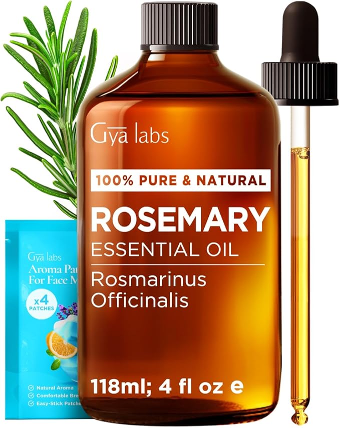 Gya Labs Rosemary Essential Oil for Hair - Huge 4 Fl Oz - 100% Pure Natural Rosemary Oil for Scalp, Diffuser, Skin, Aromatherapy & Candle Making Scent