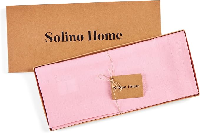 Solino Home Linen Pink Lemonade Table Runner 90 Inches Long - 100% Pure Linen 14 x 90 Inch Table Runner for Halloween - Fete
