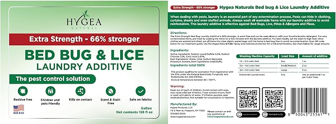 Extra Strength Lice & Bed Bug Laundry Additive - Gentle, Odorless, and Stain-Free Liquid Laundry Treatment - Child and Pet Friendly - Laundry at Any Water Temperature (1 Gallon)