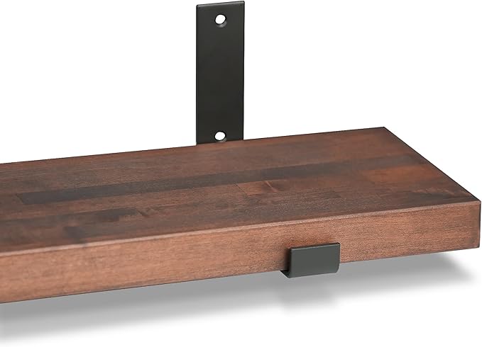 CONSDAN Floating Shelves for Wall Mounted Book Shelf Hanging Shelves Floating Bookshelf for Bedroom, Bathroom, Living Room, Kitchen USA Grown Solid Hardwood, Dark Maple 60x7.5x1.5 in (Set of 2)