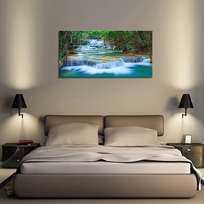 DZL Art S75275 Canvas Prints Wall Art Forest Waterfall Landscape Forest Scenery Painting Nature Wilderness Photography for Living Room Bedroom Bathroom Home Office Decor